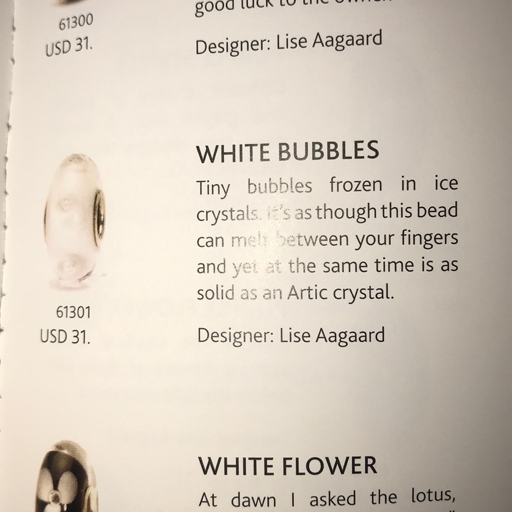 2 White Bubbles Troll Beads